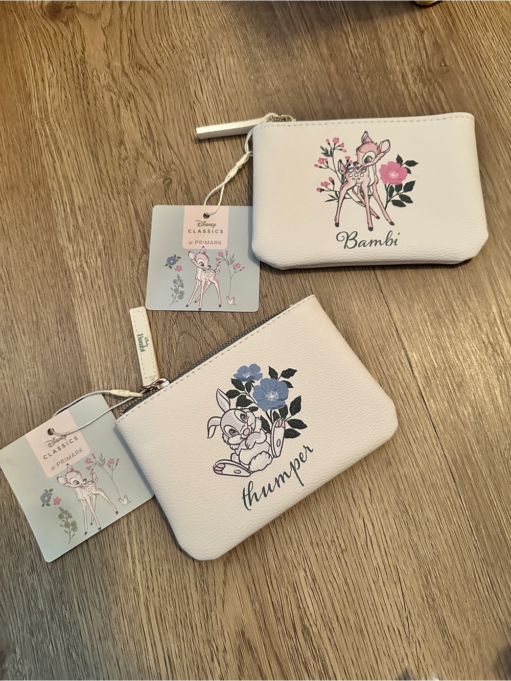 Disney Classics Bambi Thumper Faux Leather Zip Coin Purses Primark Set NWT